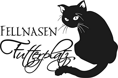 blattwerk-design Wandtattoo,Fellnasen Futterplatz, Katze, Tiere, Verschiedene Größe und Farben zur Auswahl (M010 Weiß, 450 mm x 300 mm) von blattwerk-design