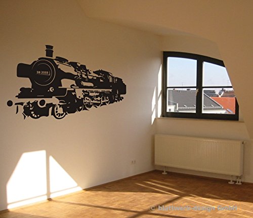 blattwerk-design Wandtattoo - Dampflokomotive P8 - Preußen - Zug (930 mm x 600 mm, M070 Schwarz) von blattwerk-design