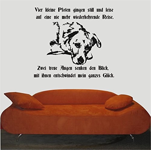 blattwerk-design Wandtattoo - Hund Abschiedsspruch - Spruch - Tiermotiv - Verschiedene Größen und Farben (M070 Schwarz, 700 mm x 600 mm) von blattwerk-design