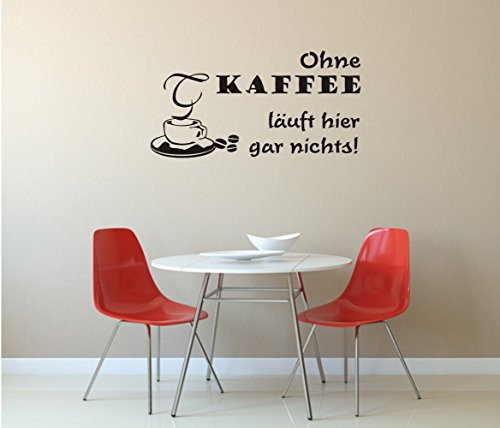 blattwerk-design Wandtattoo - Ohne Kaffee läuft Hier gar Nichts! - Kaffeetasse (600 mm x 300 mm, M071 Grau) von blattwerk-design
