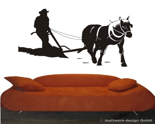 blattwerk-design Wandtattoo Pferd mit Pflug M070 Schwarz blattwerk-design Wandtattoo Pferd mit Pflug M070 Schwarz von blattwerk-design
