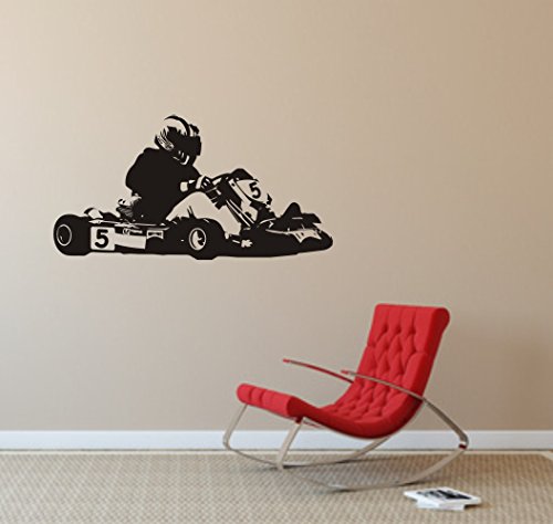 blattwerk-design Wandtattoo -Wandaufkleber - Go-Kart Gokart Rennsport Größen (1150 mm x 600 mm, Schwarz) von blattwerk-design