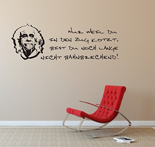 blattwerk-design Wandtattoo Wandaufkleber: Nur Weil du in den Zug kotzt, bist du noch Lange Nicht bahnbrechend. - Spruch; Humor; Einstein Größen (1330 mm x 450 mm, Orange) von blattwerk-design