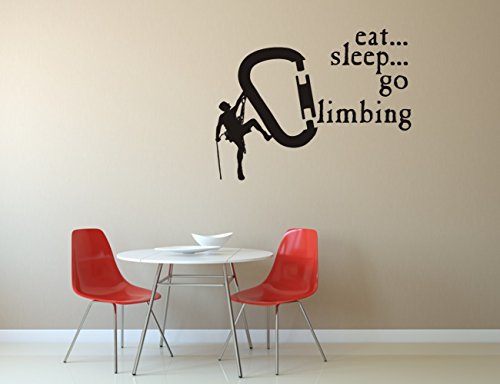 blattwerk-design Wandtattoo: EAT,Sleep,GO Climbing! - Klettern -Karabiner //Farb- und Größenwahl (780 mm x 600 mm, Schwarz) von blattwerk-design
