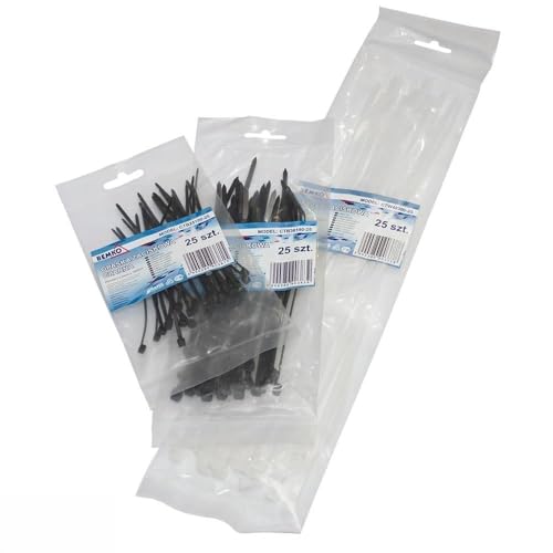 100 Stück schwarze Kabelbinder, 3.6140, robust und langlebig, ideal für die Organisation von Kabeln und Materialien in Projekten und Heimwerkern. von Blendend
