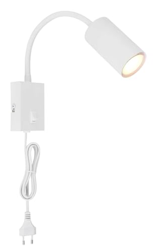 blendend Weiße Wandleuchte aus Kunststoff und Metall, 1 x GU10 25 W, ideal für dekorative Beleuchtung im Innenbereich. von Blendend