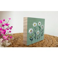 Blumen Wildblumen Deko Holzblock Holzbild "Gänseblümchen" | 10x10x2cm Garten Muttertagsgeschenk Frühling Sommer Geschenk Wohnakzente von WishcraftersDE