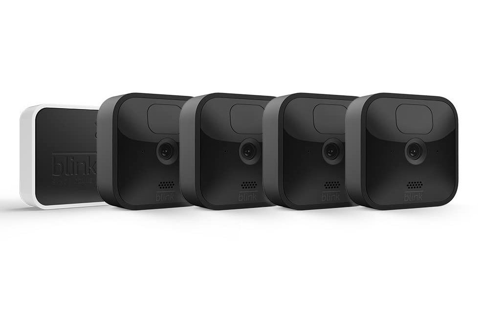 blink Überwachungskamera Outdoor 4er Kamera Set (Außenbereich, Innenbereich, Set, 4-tlg., mit Sync Modul 2) von blink