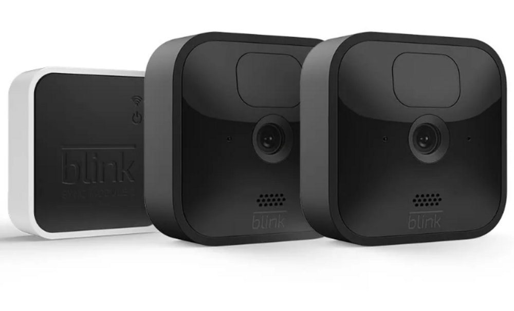 blink Überwachungskamera Outdoor 2er Kamera Set (Außenbereich, Innenbereich, 2-tlg., Set, inkl. Sync Modul 2, integriertes Mikrofon) von blink