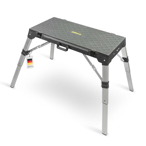 blizz-z 4-in-1 Multifunktions Arbeitstisch Maße 98 x 52 cm | verstellbar klappbar tragbar | universell als Werkbank, Transportroller & Werktisch einsetzbar | für komfortables rückenschonendes Arbeiten von blizz-z