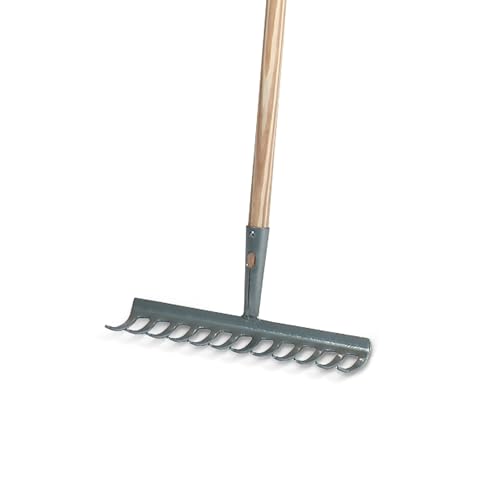 blizz-z Gartenrechen 40 cm Breite, 16 Zinken | Stabiler Rechen mit robustem Eschenstiel von blizz-z