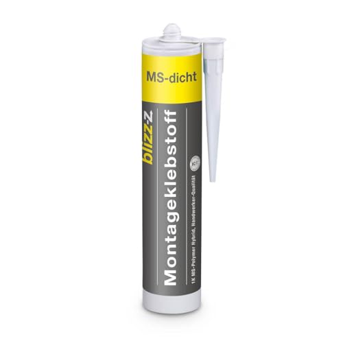 blizz-z MS-dicht Montageklebstoff Polymer-Hybrid Montagekleber weiß 300 ml Kartusche | Kraftkleber für innen & außen, überstreichbar | Made in Germany blizz-z MS-dicht Montageklebstoff Polymer-Hybrid Montagekleber weiß 300 ml Kartusche | Kraftkleber für innen & außen, überstreichbar | Made in Germany von blizz-z