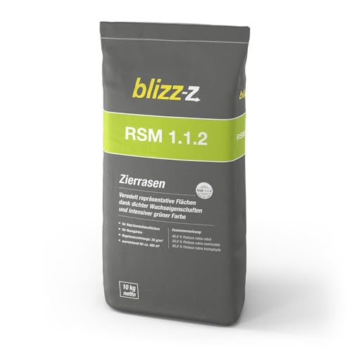 blizz-z RSM 1.1.2 edler Zierrasen 10 kg Sack für ca. 400 m² | dichter, feinblättriger Rasen für Hausgärten, Repräsentationsflächen in Profiqualität | Made in Germany von blizz-z