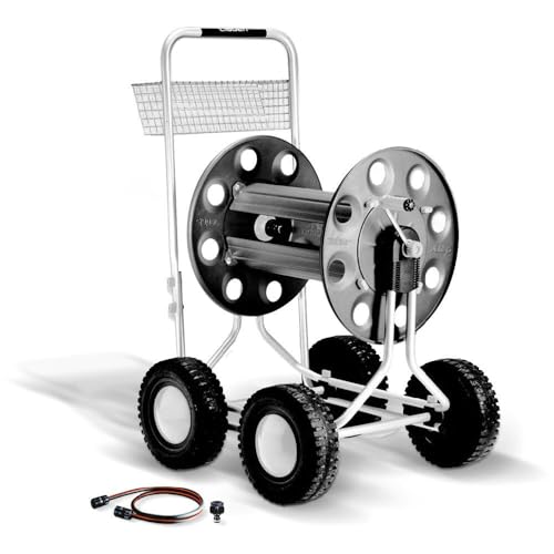 blizz-z Schlauchwagen Premium bis 165 m Schlauchlänge (1/2") oder 75 m 3/4" | Profigerät aus Metall mit 4 Rädern und Ablagekorb (unmontiert) | Made in EU von blizz-z