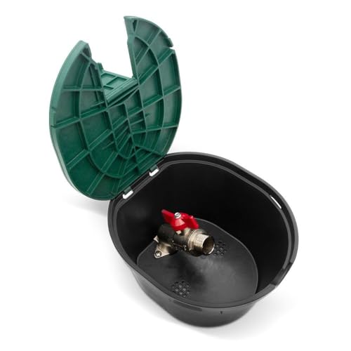 blizz-z Ventilbox oval mit Kugelhahn | Ventilkasten, Verteilerkasten mit Deckel für Gartenbewässerung (B 19,8 x L 21,5 x H 12,3 cm, oval m. Kugelhahn (3/4" IG × 3/4" AG)) von blizz-z