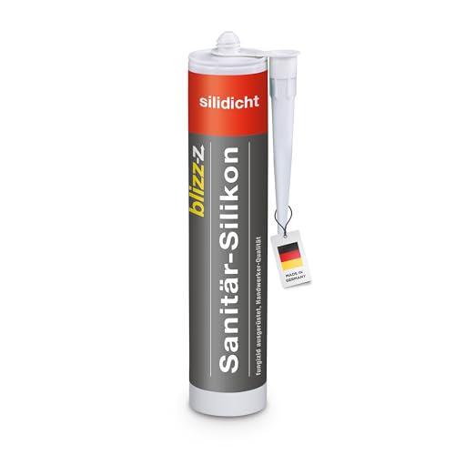 blizz-z silidicht Premium Sanitär-Silikon | 1 Kartuschen 300 ml in verschiedenen Farben | für innen und außen | UV-beständig | Made in Germany (hellgrau) von blizz-z
