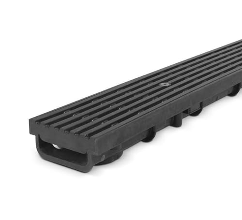 blizz-z terraline Drainagerinne GFK 58 mm x 135 mm x 1 m (GFK-Längsstabrost, anthrazit) | Entwässerungsrinne, Drainagekanal für Fassaden, Terrassen | Flacher Kunststoffrost von blizz-z