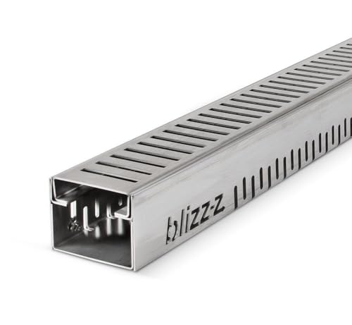 blizz-z terraline U Drainagerinne Stahl H: 80 mm x B: 84 mm x L: 1,00 m (Querrost, Rechteckperforation) | Entwässerungsrinne Stärke: 1,5 mm | DIN EN 1253-1 bis 300 kg | Made in Germany von blizz-z