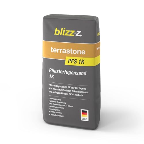 blizz-z terrastone PFS 1K Pflasterfugensand 25 kg Sack (anthrazit) | Fugensand, Einkehrsand, hoch pigmentiert | Fugenbreite 2-10 mm | Made in Germany von blizz-z