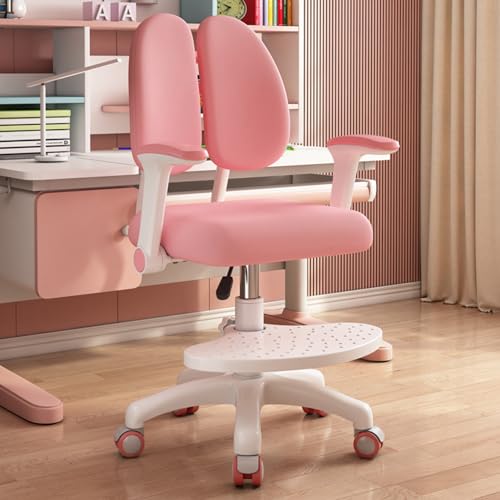 blodfune 360° Drehbarer Kinder-Schreibtischstuhl, Kinder Computerstuhl mit 5 Feststellbaren Rädern,Höhenverstellbarer Kinder-Computer-Stuhl, Niedlicher Stuhl Schreibtisch für Haus (pink) von blodfune