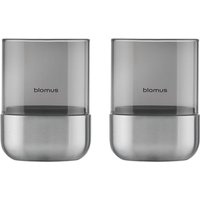 Blomus - Calma Windlicht, Ø 7 cm, smoke / Edelstahl matt (2er-Set) von blomus