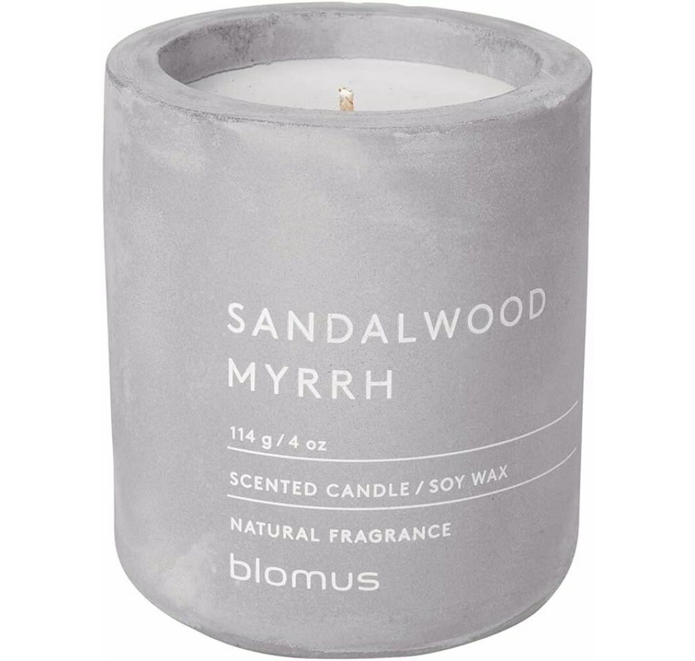 blomus Duftkerze Duftkerze SANDALWOOD MYRRH grau Sandelholz, Myrrhe von blomus