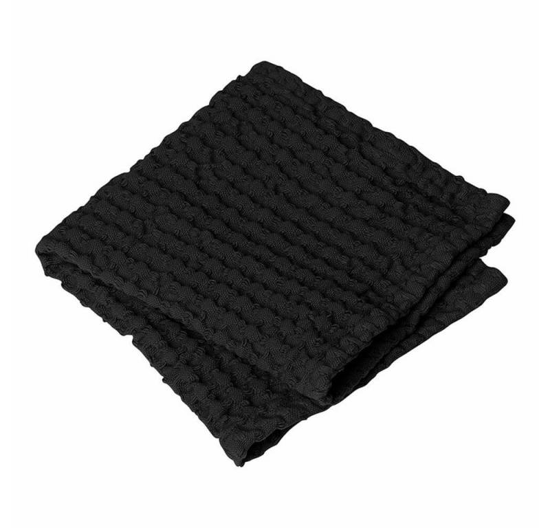 blomus Gästehandtücher Caro 2er Set Black 30 x 30 cm, Waffelpiqué (2-St), 100% Baumwolle von blomus