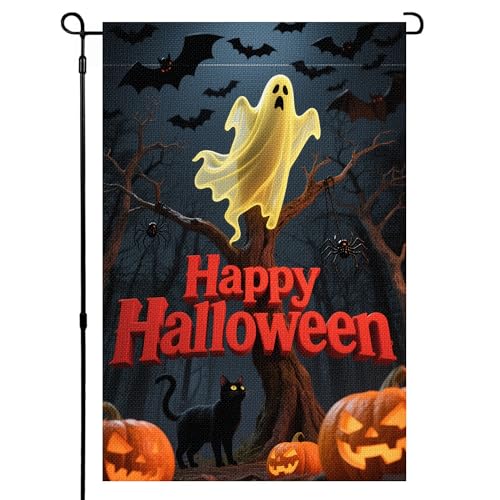 Halloween-Gartenflagge, 30,5 x 45,7 cm, doppelseitig, Jute, Hof-Dekoration für Veranda, Terrasse, Urlaubsdekorationen, Schwarz 2 Halloween-Gartenflagge, 30,5 x 45,7 cm, doppelseitig, Jute, Hof-Dekoration für Veranda, Terrasse, Urlaubsdekorationen, Schwarz 2 von bluaqua