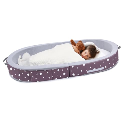 bluaqua Reisbett mit Matratze und Rausfallschutz, Kompakt, Faltbar und Praktisch zum Reisen Kinderbett für Baby und KinderKompakt, Faltbar und Praktisch zum Reisen von bluaqua