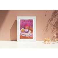 Gemütliches Herbst Stilleben Aquarell Bild Handmade von blueberelle