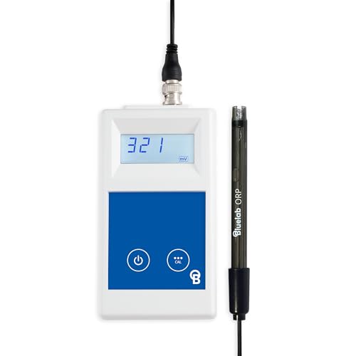Bluelab ORP-Messgerät – tragbares Redoxpotential-Messgerät (ORP) mit hintergrundbeleuchtetem Display, austauschbarer Sonde und 2 m Kabel zur Überwachung der Wasserqualität von Bluelab