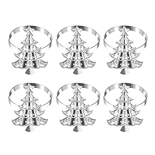 bluesa 6pcs Silber Weihnachtsbaum Form Serviettenring Hochzeit Home Party Tischdekoration, Weihnachtsbaum Serviettenschnalle Metall Weihnachten Serviettenring von bluesa