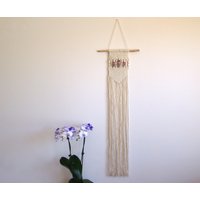 Makramee Wandbehang-Moderne Deko-Faserkunst-Kleine Wandbehang-Kunst-Sammlerstücke-Boho-Baum Wandbehang-Wohndekor-Büro-Perlen von bluestitchhandmade