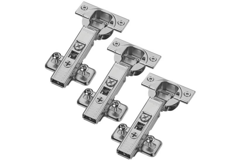 blum Möbelbeschlag Topfband Schrankscharnier 110° 71B3580 Eckanschlag SoftClose (Spar-Set, 3 St), 3D-Verstellung, inkl. Montageplatte 174E6100 von blum