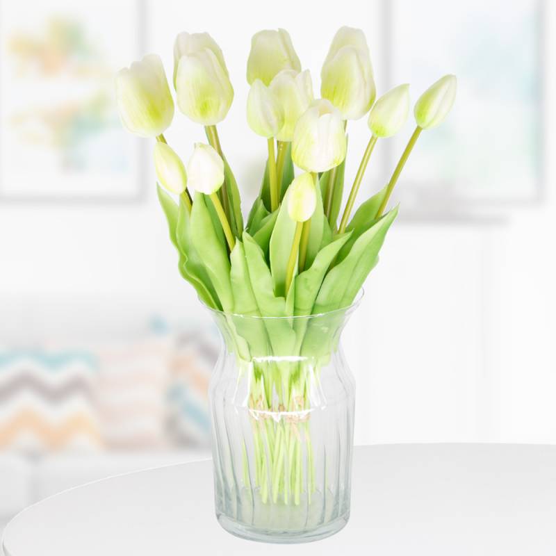 14 Weiße Kunsttulpen von blumenshop.de