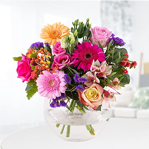 Blumenstrauß Kunterbunt, Rosen, Inkalilien, Gerbera, Lisianthus und Strandflieder, Geschenkidee für jeden Anlass von blumenshop.de