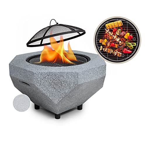 Blumfeldt Feuerschale, Tragbare Feuerstelle Outdoor, Feuerschalen für den Garten, Terrasse & Camping, Feuerschale mit Grillrost & Holzlagerfach, Sichere Stahlschale, Feuerstelle 65 x 51 x 65 cm von blumfeldt