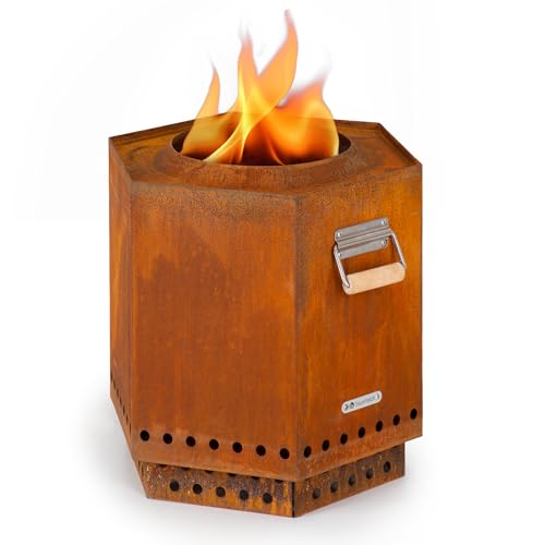 Blumfeldt Feuerstelle, Mobile Feuerschale mit Regenabdeckung und Holzgriffen, Outdoor Feuertisch, Holzkamin Tischfeuer mit 360° Feuerblick, Feuerschale für den Garten & Terrasse Blumfeldt Feuerstelle, Mobile Feuerschale mit Regenabdeckung und Holzgriffen, Outdoor Feuertisch, Holzkamin Tischfeuer mit 360° Feuerblick, Feuerschale für den Garten & Terrasse von blumfeldt