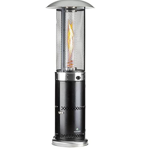 Blumfeldt Heizpilz Gas für Terrasse, Garten & Balkon, Terrassenheizer mit 360°Flammen-Blick, Outdoor-Gasheizstrahler, Terrassen-Heizer mit Elektrischer Zündung, Gas-Heizstrahler mit Bodenrollen von blumfeldt