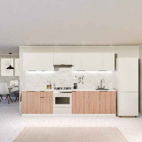 Blumfeldt Küchenschrank Mit Arbeitsplatte - Modernes Regal Mit 30 mm MDF-Arbeitsplatte, Verstellbaren ABS-Füßen, Melaminbeschichteter Oberfläche, Weiß-Eiche Finish, Praktische Regaleinteilung von blumfeldt