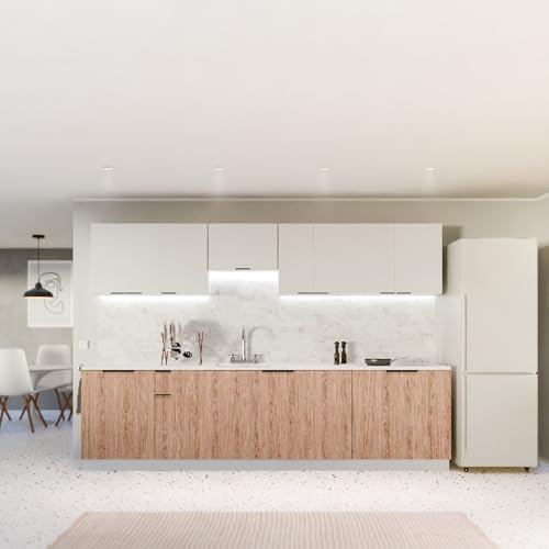 Blumfeldt Küchenschrank Mit Arbeitsplatte - Robuste 30 mm MDF-Arbeitsplatte, Melaminbeschichtet, Nahtlose Geschirrspüler-Integration, Nachhaltig, Weiß-Eiche Finish von blumfeldt