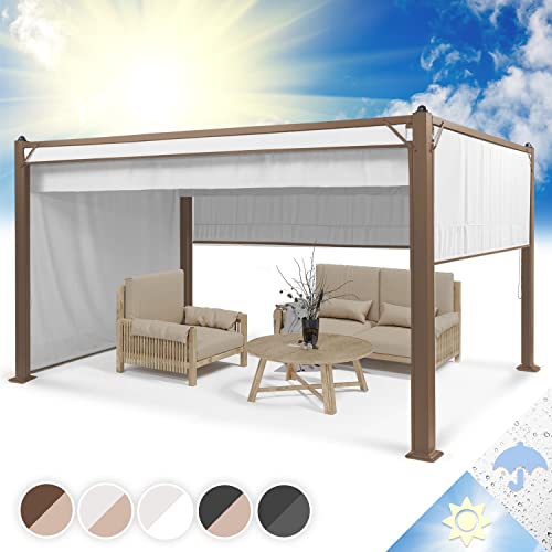 Blumfeldt Pavillon 3x4m, Rostfreier Metall-Pavillon mit Einziehbarem Dach & Seitenwänden, Pavillon Wasserdicht, Stabil & Winterfest, Langlebige Pergola Freistehend, Gartenpavillon mit UV-Schutz von blumfeldt