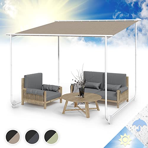 Blumfeldt Pergola, Metall Pavillon mit Polyester Schiebedach und Bodenrollen, Sonnensegel mit Gestell, Mobile Überdachung Freistehend, Sonnenschutz für Garten & Terrasse, Gazebo Wasserdicht & Stabil von blumfeldt