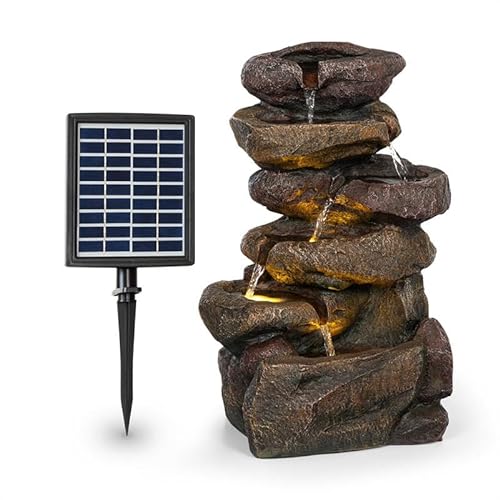 Blumfeldt Savona Solarbrunnen,inkl. Solarpanel,Leistung: 2,8 Watt,Lithium-Ionen-Batterie (ca. 5h Laufzeit),LED-Beleuchtung,Material: Polyresin,frostbeständig,Steinoptik von blumfeldt