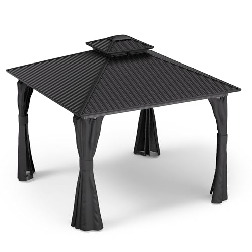 Blumfeldt Pavillon 3x3, Gartenpavillon Wasserdicht Stabil, Aluminiumrahmen & Verzinktes Stahldach, Inkl. Vorhänge & Moskitonetz, UV-Schutz, Wetterfest, Schwarz von blumfeldt