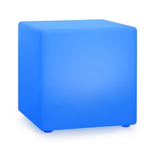 Blumfeldt Shinecube XL Gartenlampe mit LED-Beleuchtung in 16 Farben, Größe: 40 x 40 x 40 cm, Licht-Modi: Strobe, Flash, Fade, Smooth, wasserdicht, Fernbedienung, Akku, In-/ Outdoor, Material: PE, weiß von blumfeldt