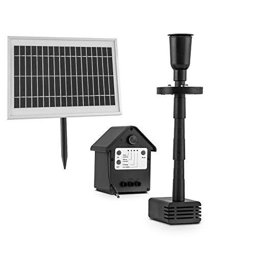 Blumfeldt Wasserwerk 500 Solar-Teichpumpe im Set - Solarbrunnen, Springbrunnen, integrierter Akku: 4000 mAh, LED-Beleuchtung, Solar-Panel, 500 Liter/h, 600 cm² Photovoltaikfläche, schwarz von blumfeldt