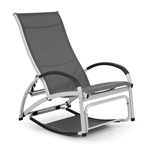 blumfeldt Beverlywood Sonnenliege Schaukelstuhl (Gestell aus Aluminium, 4-Fach verstellbare Rückenlehne, DualComfort, Material: 70% PVC und 30% Polyester Comfort Mesh, Edelstahlschrauben) grau von blumfeldt