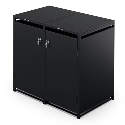 blumfeldt BinSafe Mülltonnenbox – Wetterfest Verzinkter Stahl, Passend für 60L/120L/240L, Schloss, Modernes Design, 2er Mülltonnenverkleidung, Schwarz blumfeldt BinSafe Mülltonnenbox – Wetterfest Verzinkter Stahl, Passend für 60L/120L/240L, Schloss, Modernes Design, 2er Mülltonnenverkleidung, Schwarz von blumfeldt