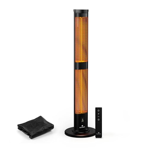 blumfeldt BlazeTower Infrarotheizung Standgerät - 3000 W Leistung, Einstellbare Heizstufen, Wetterfest IP45, Umkippschutz, Fernbedienung & 24-Stunden-Timer - Ideal für Terrasse & Garten von blumfeldt